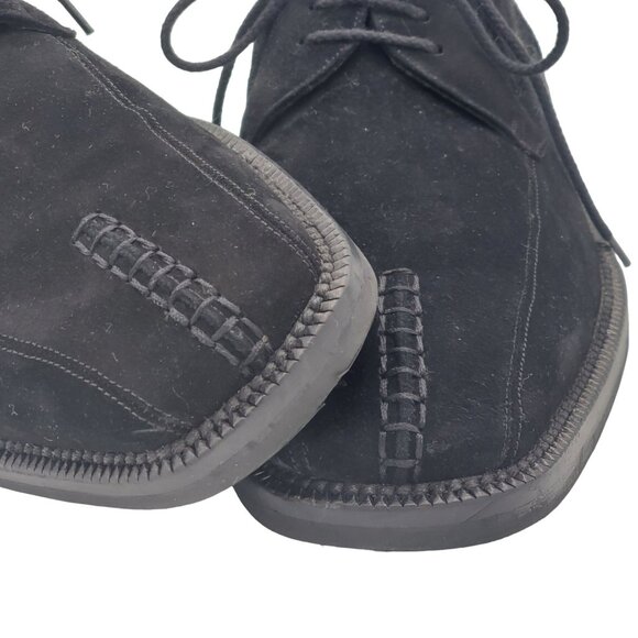 Mezlan Dress Shoes Mens 9.5 Black Suede Leather Split-toe Bluchers Derby Oxfords - Picture 7 of 14